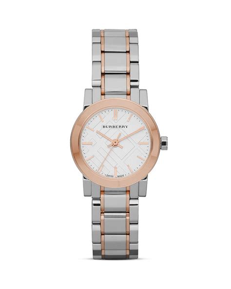 burberry rose gold and silver watch